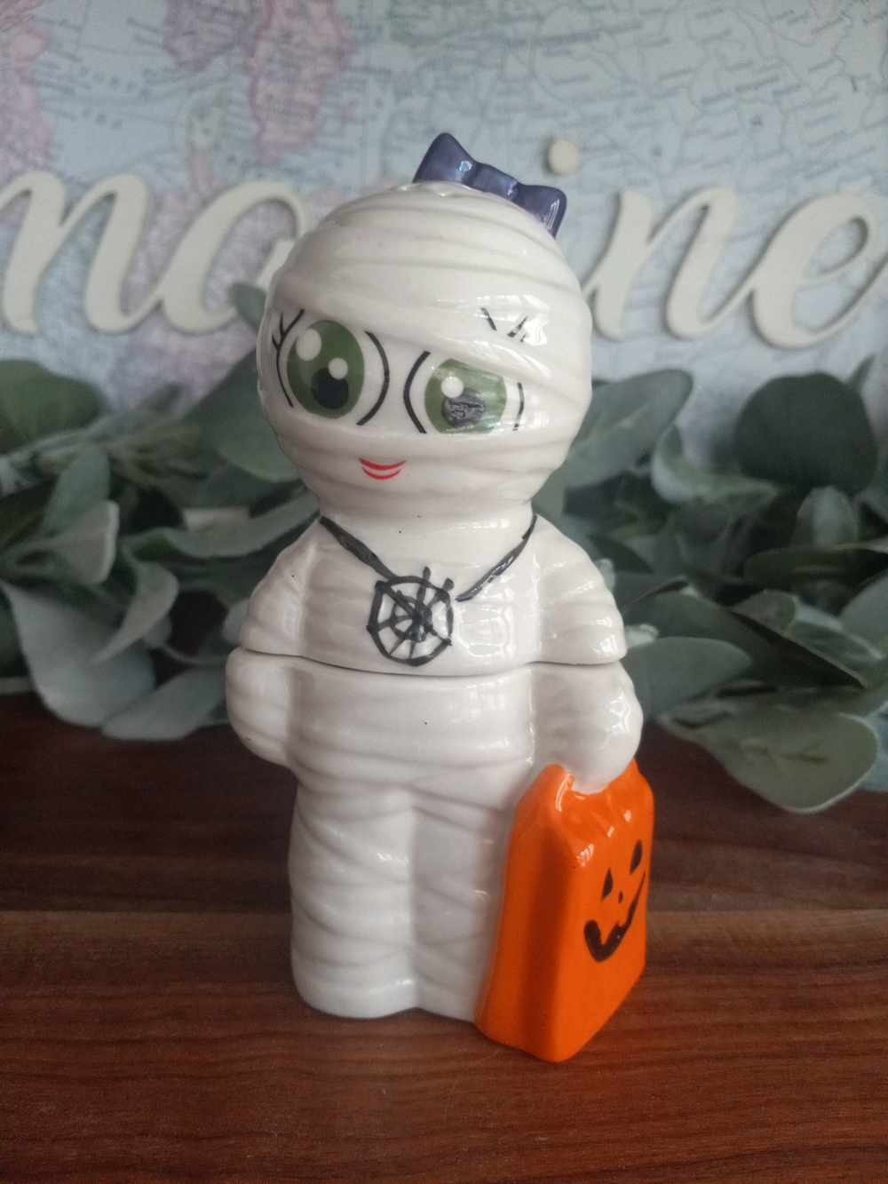 Temptations Boofetti Cute Ceramic Mummy Salt And Pepper  Shaker Pumpkin Bag